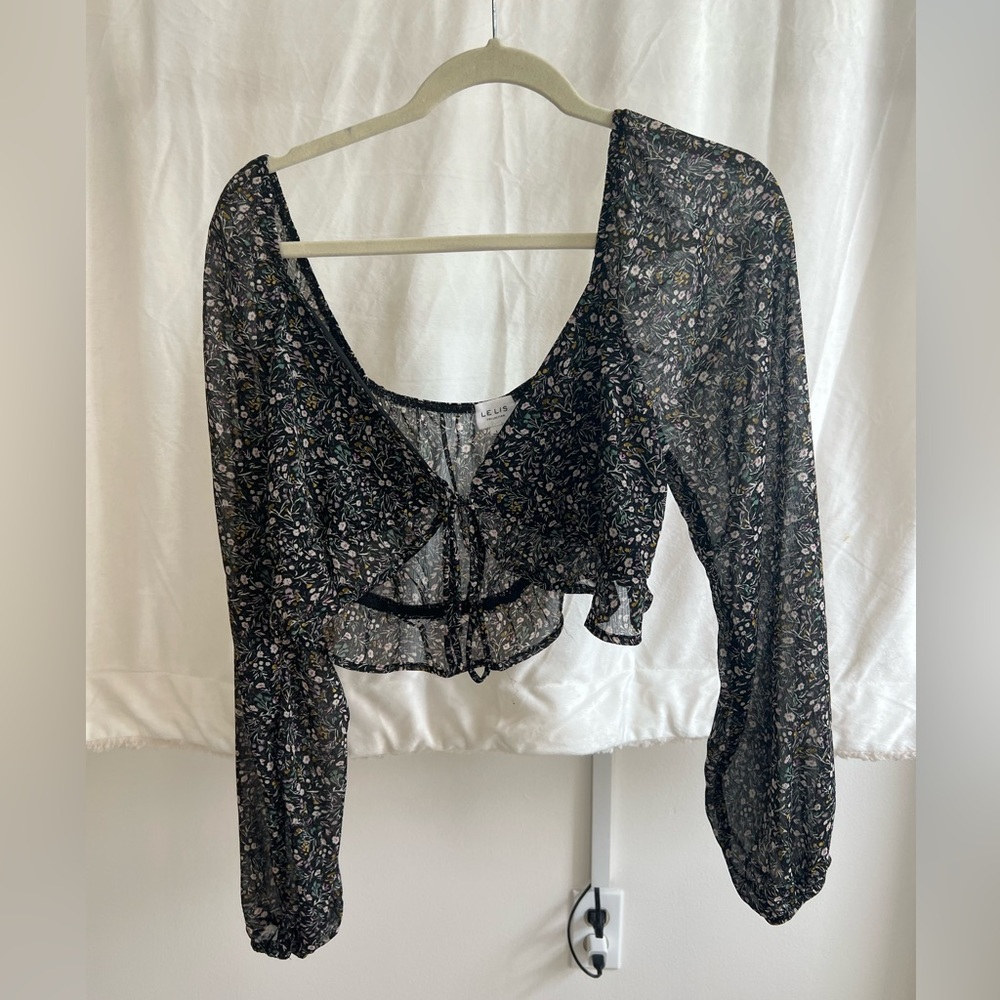dark floral cropped cardigan